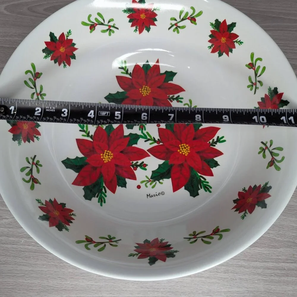 Mario Poinsettia Melamine Holiday Bowl 11.5